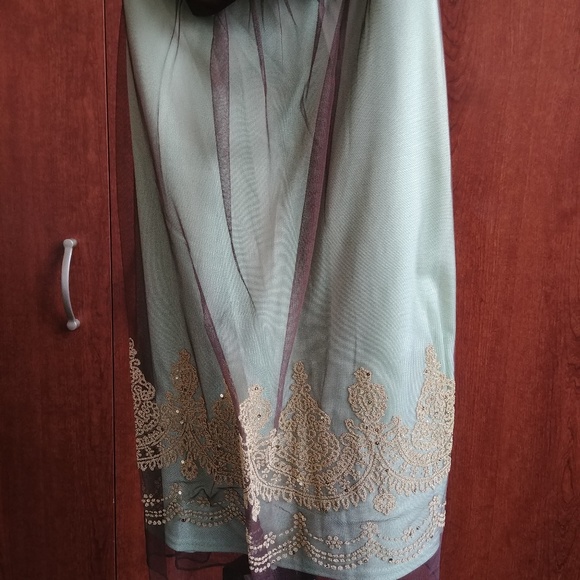 GREEN/BROWN BEADED/SEQUIN SUMMER DRESS BY TEEZE ME SIZE M - Picture 2 of 10